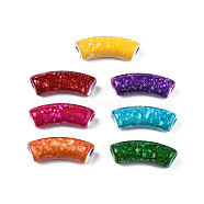Spray Painted Acrylic Beads, Curved Tube, Mixed Color, 34.5x13.5x11mm, Hole: 3.5mm(X-MACR-N009-023)