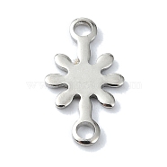 201 Stainless Steel Connector Charms, Snowflake Links, Stainless Steel Color, 13x7x1mm, Hole: 1.4mm(STAS-C097-50P)