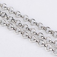 Iron Rolo Chains, Round, Belcher Chain, with Spool, Unwelded, Lead Free & Nickel Free, Platinum, 3x1mm(CH-S068-P-FF)