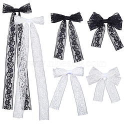12Pcs 6 Styles Polyester Alloy Bowknot Hair Clips, Hair Accessories for Women Girls, Mixed Color, 100~270x75~90x11mm, 2pcs/style(PHAR-CN0001-02)