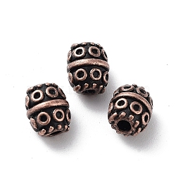 Tibetan Style Alloy Beads, Cadmium Free & Lead Free, Barrel, Red Copper, 7x8.5mm, Hole: 1.8mm, about 775pcs/1000g(FIND-Q094-35R)