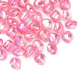 Transparent Acrylic Beads, AB Color Plated, Nuggets, Hot Pink, 10.5x10x8mm, Hole: 1.6mm, about 1200pcs/500g(MACR-S373-131-C12)