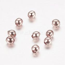 Iron Spacer Beads, Cadmium Free & Lead Free, Round, Rose Gold, 2.5mm, Hole: 1mm(IFIN-R220-2.5mm-RG)
