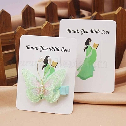 Rectangle Paper Hair Clip Display Cards, Jewelry Display Cards for Hair Clip Storage, White, Girl Pattern, 9x7x0.05cm(CDIS-C004-03F)