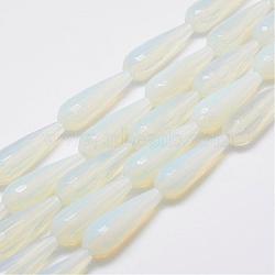 Opalite Beads Strands, Faceted, teardrop, 30x10mm, Hole: 1mm, about 13pcs/strand, 14.9 inch(38cm)(G-E345-07)
