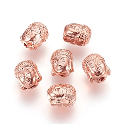 Alloy Beads, Buddha Head, Rose Gold, 10x9x8mm, Hole: 2mm(PALLOY-P144-18RG-3A)