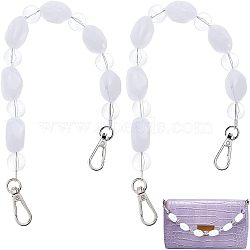 Resin Bag Handles, with Alloy Clasps, Bag Straps Replacement Accessories, White, 36.5cm(FIND-WH0068-29)