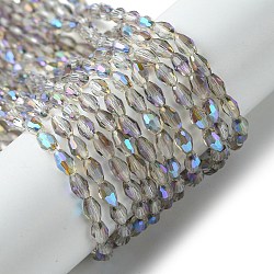 Transparent Electroplate Glass Beads Strands, Half Rainbow Plated, Faceted, Bicone, Thistle, 5x3.5mm, Hole: 0.9mm, about 95~96pcs/strand, 20.08''(51cm)(GLAA-K064-04A-HR02)