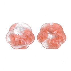 Cellulose Acetate(Resin) Pendants, Flower, Light Salmon, 17.5x17x4mm, Hole: 1.6mm(KY-Q058-073)