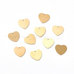 Ion Plating(IP) 304 Stainless Steel Pendants, Double Side Drawbench, Stamping Blank Tag, Heart, Golden, 17x18x1mm, Hole: 1.2mm(STAS-F271-06D-G)