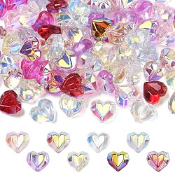 80Pcs 8 Colors Electroplate Transparent Glass Beads, Heart, Faceted, AB Color Plated, Half Plated, Mixed Color, 13x15x8.5mm, Hole: 1mm, 10pcs/color(EGLA-YW0005-66)