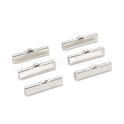 Iron Ribbon Crimp Ends, Cadmium Free & Nickel Free & Lead Free, Platinum, 8x25mm, Hole: 1.6mm(E182Y)