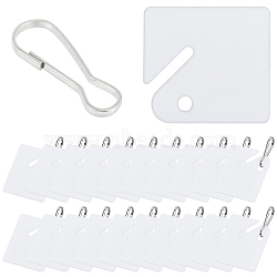 60Pcs Rhombus Plastic Blank Tag, with 60Pcs Iron Clasp, Key Cabinet Label Card Pendant Decorations, WhiteSmoke, 38x40x2mm, Hole: 4.5mm(KY-WH0046-118)