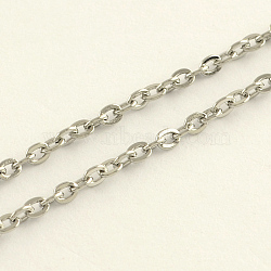3.28 Feet 304 Stainless Steel Cable Chains, Soldered, Flat Oval, Stainless Steel Color, 3x2x0.5mm(X-CHS-R008-10)