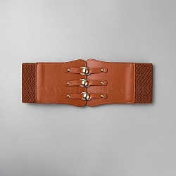 Imitation Leather Elastic Waist Belts for Women, with Alloy Clasps, Golden, Saddle Brown, 715x120x14.5mm(AJEW-WH20070-188A)
