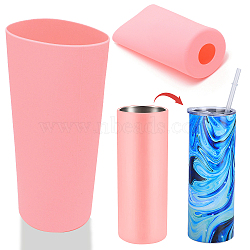 Silicone Cup Sleeve, Column, Pink, 80x205mm, Hole: 31mm, Inner Diameter: 75mm(AJEW-WH0244-02D)