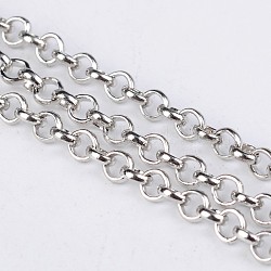 Iron Rolo Chains, Round, Belcher Chain, with Spool, Unwelded, Lead Free & Nickel Free, Platinum, 3x1mm(CH-S068-P-FF)