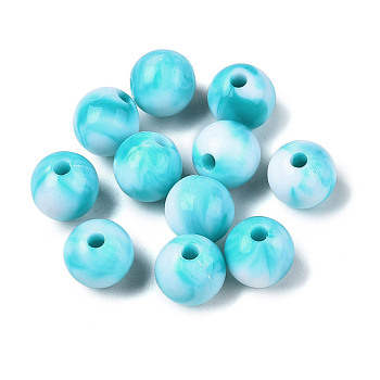 Opaque Acrylic Beads, Round, Dark Turquoise, 10mm, Hole: 2mm, about 950pcs/500g