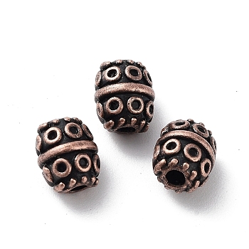 Tibetan Style Alloy Beads, Cadmium Free & Lead Free, Barrel, Red Copper, 7x8.5mm, Hole: 1.8mm