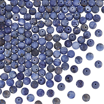 3 Strands Natural Sodalite Beads Strands, Frosted, Round, 6mm, Hole: 0.8mm, about 60pcs/strand, 14.1 inch