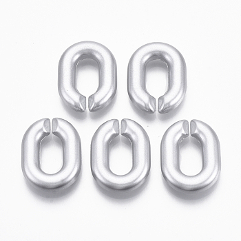 Spray Painted CCB Plastic Linking Rings, Quick Link Connectors, For Jewelry Cable Chains Making, Oval, Silver, 23.5x18x5mm, Inner Diameter: 6.5x13mm