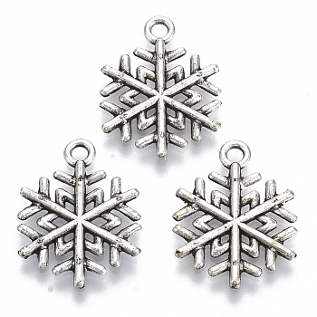 Tibetan Style Alloy Pendants, Lead Free & Cadmium Free, Snowflake, Antique Silver, 19.5x15.5x1.5mm, Hole: 1.8mm