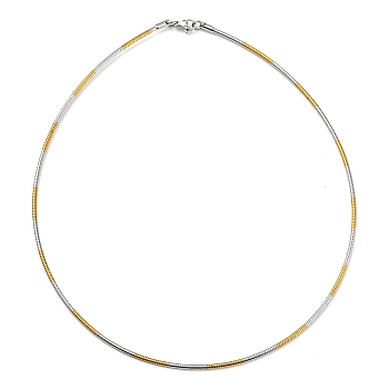 Vacuum Plating 202 Stainless Steel Wire Choker Necklace with Clasp, Rigid Necklace for Women, Golden & Stainless Steel Color, Inner Diameter: 5.31 inch(13.5cm)