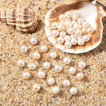 10Pcs Natural Cultured Freshwater Pearl Beads, Potato, Creamy White, 5~6mm, Hole: 0.8mm