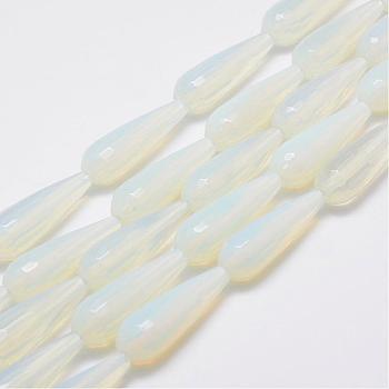 Opalite Beads Strands, Faceted, teardrop, 30x10mm, Hole: 1mm, about 13pcs/strand, 14.9 inch(38cm)