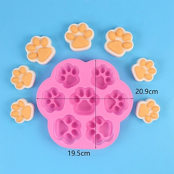 Cat Paw Print DIY Silicone Molds, Fondant Molds, Resin Casting Molds, for Chocolate, Candy, UV Resin, Epoxy Resin Craft Making, Hot Pink, 195x209mm