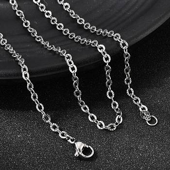12Pcs 2.8MM 304 Stainless Steel Textured Cable Chain Necklaces for Men Women, Tarnish Free, Stainless Steel Color, 17.91 inch(45.5cm)