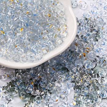 Baking Paint Transparent Colours Glass Round Beads, Round Hole, Alice Blue, 5.5x3mm, Hole: 1.8mm, about 2500pcs/pound