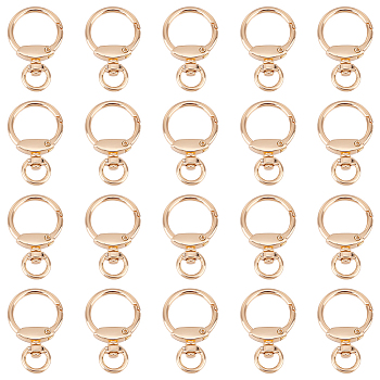 20Pcs Alloy Swivel Key Chain Spring Gate Clasp, Light Gold, 40x24x15mm, Hole: 5x8mm