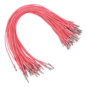 Round Elastic Barbed Cord For Mask Hat Book Binding, with Iron Cord Ends, Platinum, Pale Violet Red, 300x1.5mm