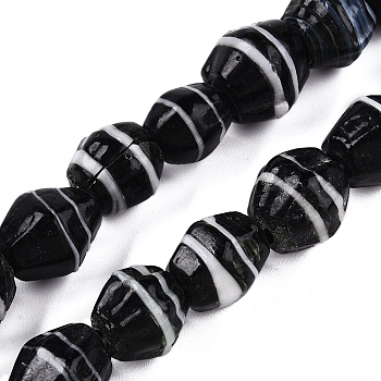 Handmade Nepalese Lampwork Beads, Nuggets, Black, 11.5~17x12~16x10.5~15mm, Hole: 1.6~3.5mm, about 44pcs/strand, 25 inch(63.5cm)