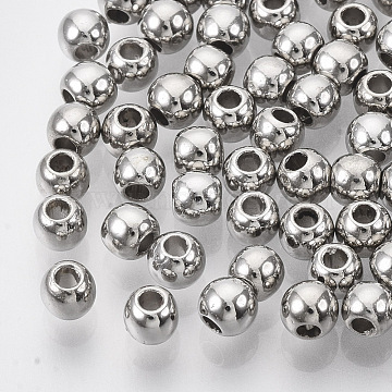 CCB Plastic Beads, Round, Platinum, 3.5~4x3.5mm, Hole: 1mm, about 1600pcs/50g(X-CCB-S160-245P-4mm)