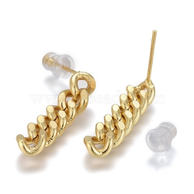 Boucles d'oreilles pendantes à chaîne gourmette en laiton(EJEW-F260-07B-G)-2