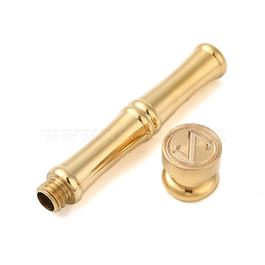 Golden Tone Brass Wax Seal Stamp Head with Bamboo Stick Shaped Handle(STAM-K001-05G-Z)-2