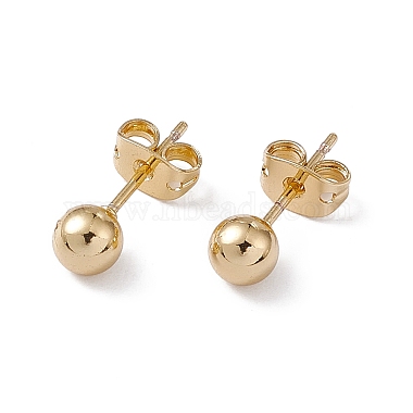 Aretes de bola redonda de latón chapado en rack para mujer(EJEW-F294-08B-G)-2