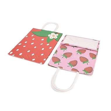 2 Styles Strawberry Print Paper Gift Bags with Handles(TH-CBA170C-07)-2