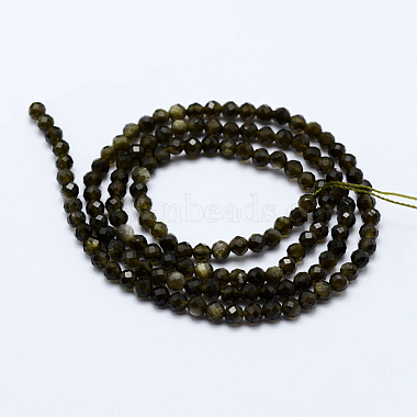 Natural Golden Sheen Obsidian Beads Strands(G-J369-16-3mm)-2