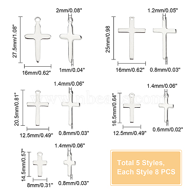 40Pcs 5 Style 304 Stainless Steel Pendants(STAS-UN0027-80)-4