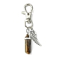 Natural Gemstone Double Terminated Pointed Pendant Decorations with Alloy Wing Charm(HJEW-JM01149)-2