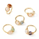 5Pcs 5 Style Natural Mixed Gemstone Round Finger Rings Set(RJEW-JR00590-01)-1