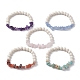 Natural Mixed Gemstone Chips & Synthetic Turquoise Beaded Stretch Bracelets(BJEW-JB10162)-1