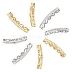 8Pcs 4 Style Brass Micro Pave Cubic Zirconia Beads, Long-Lasting Plated, Tube Beads, Platinum & Golden, 30x6mm, Hole: 3.5~4mm, 2pcs/style(ZIRC-CA0001-08)