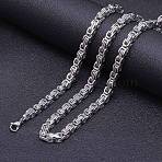 5mm Stainless Steel Byzantine Chain Necklaces, Chainmaille Weaves Jewelry for Men, Stainless Steel Color, 17.72 inch(45cm)(FS-WG56795-31)