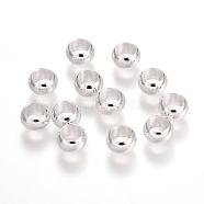 Brass European Beads, Large Hole Rondelle Beads, Silver Color Plated, 7x4mm, Hole: 4.5mm(OPDL-M001-01S)