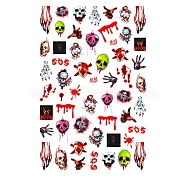 Halloween Nail Stickers, Skull Claw Print Self-adhesive Nail Art Supplies, for Woman Girls DIY Nail Art Design, Skull Pattern, 15.2x9cm(MRMJ-R128-B086)