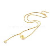 Rack Plating Brass Round Ball & Long Tassel Pendant Necklace with Round Snake Chains for Women, Cadmium Free & Lead Free, Real 18K Gold Plated, 16.73 inch(42.5cm)(NJEW-B082-11)